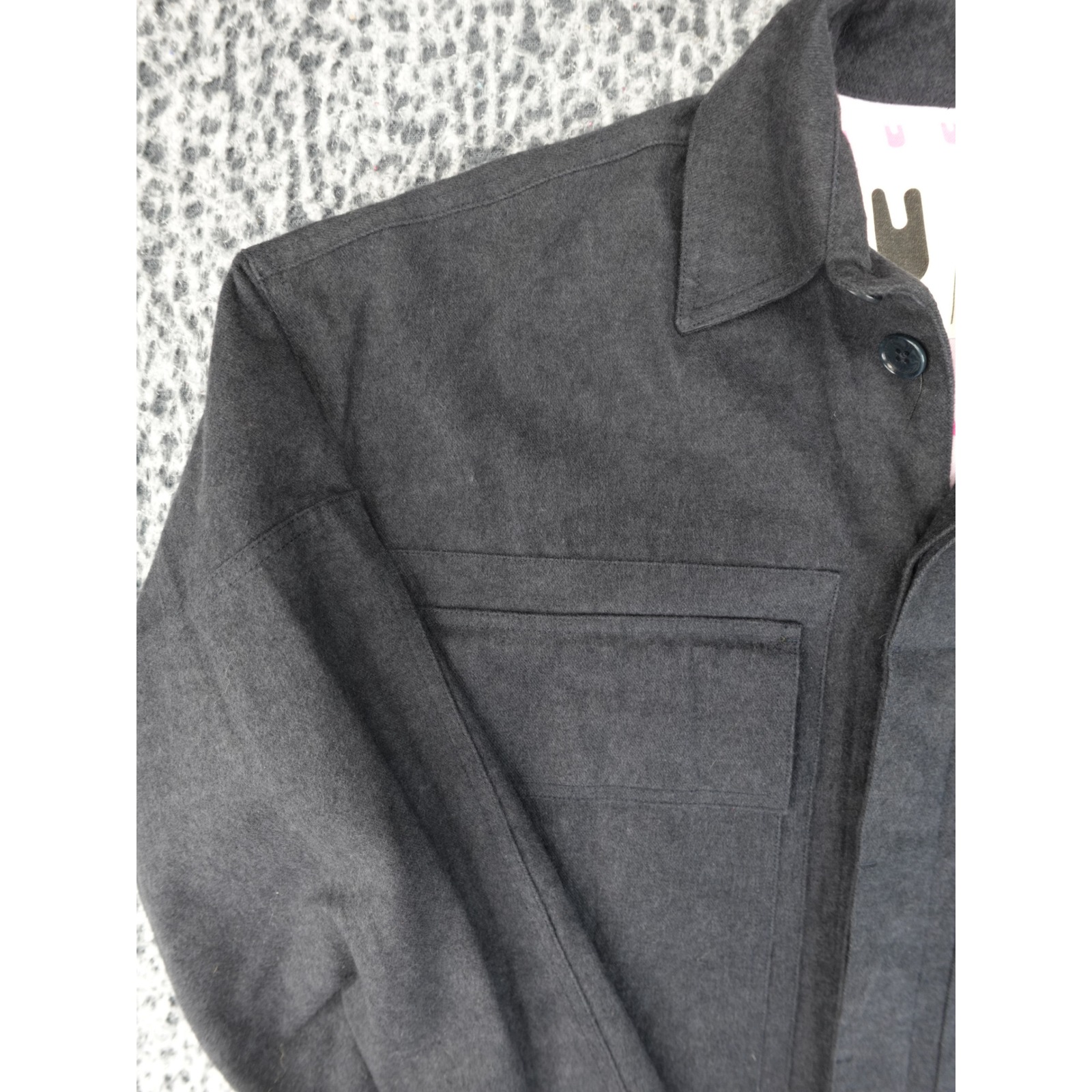 Unless Collective Flannel Shirt Jacket Mens Xs Womens S Charcoal Good Overshirt — image 2 of 8